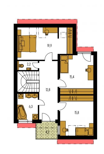 Image miroir | Plan de sol du premier étage - PORTO 22